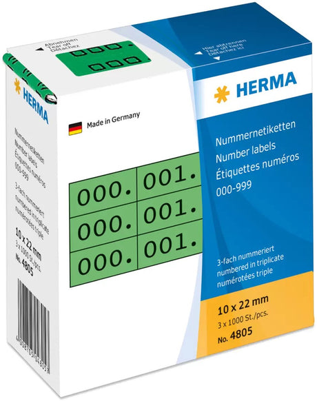 Herma 4805 Nummernschilder selbstklebend 3-fach 10x22 mm grün schwarz