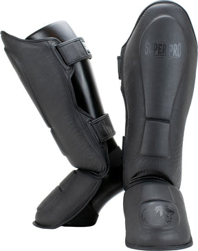 Super pro combat gear lederen scheenbeschermer guardian grijs medium