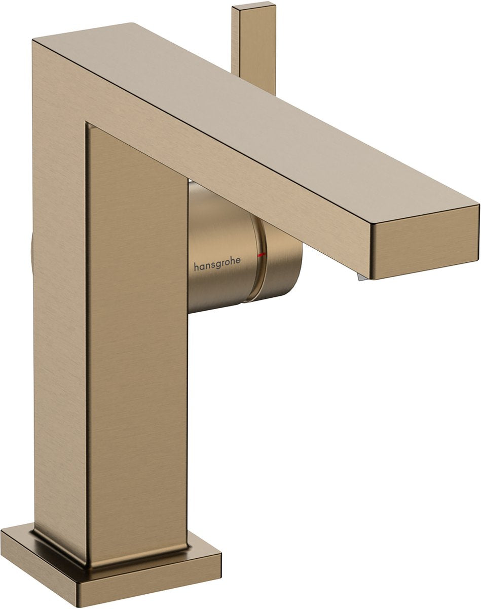 Hansgrohe tecturis e – Waschtischarmatur – Einhebelbedienung – Kaltstart energiesparend – mit Ablaufgarnitur – Größe 110 mm – gebürstete Bronze