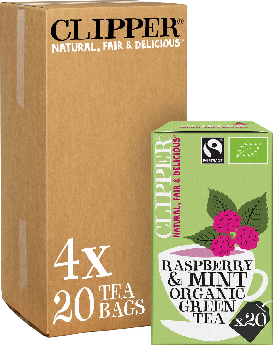 Clipper - biologische thee - green tea raspberry mint - groene thee framboos munt - 4 x 20 theezakjes