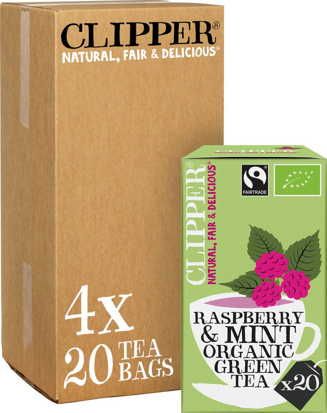 Clipper - biologische thee - green tea raspberry mint - groene thee framboos munt - 4 x 20 theezakjes