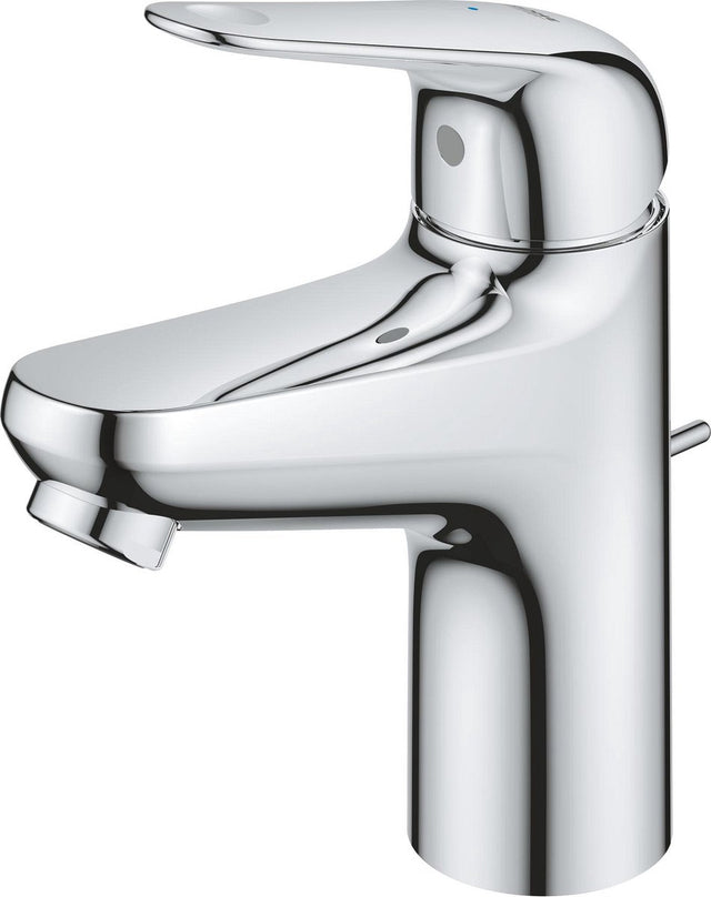 Grohe Quickfix Swift Einhebelmischer mit Zugstangen-Ablaufgarnitur – S-Größe – energie- und wassersparend – Chrom