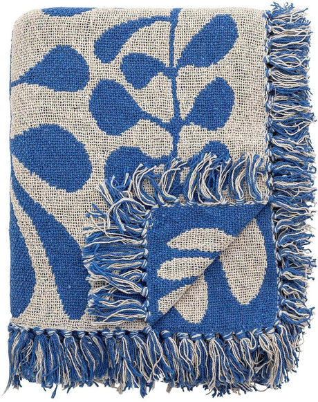 Bloomingville – Plaid nevineblau 160 x 130 cm – recycelte Baumwolle