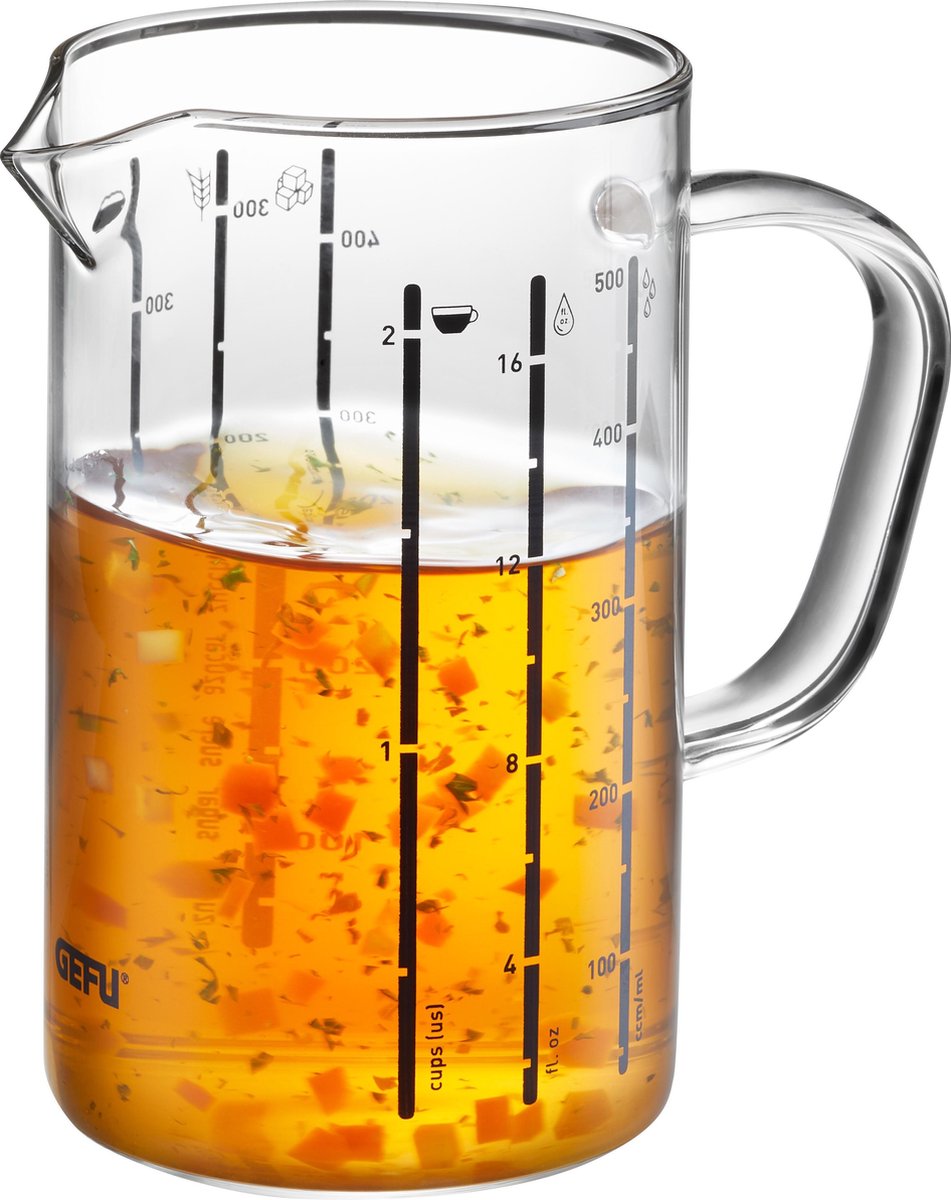 Gefu Meti Messbecher – 500 ml – Borosilikatglas – mit Messanzeige