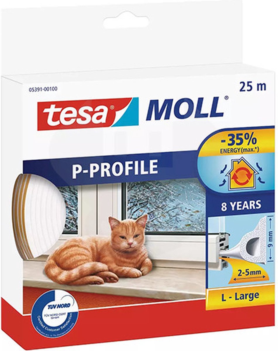 Tesa P-Profil 05391-00100-02 Dichtband moll weiß (L x B) 25 m x 9 mm 25 m