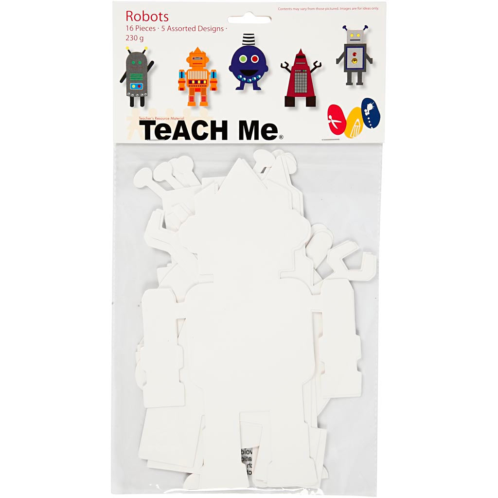 Creativ Company Roboter, H: 22,5-24 cm, B: 15-16 cm, 230 g, weiß, 16 Stück 1 Box
