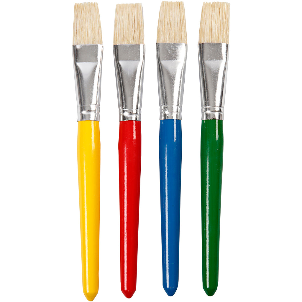 Creativ Company Pinsel für Kinder, L: 19 cm, B: 20 mm, flach, 4 Stück 1 Box