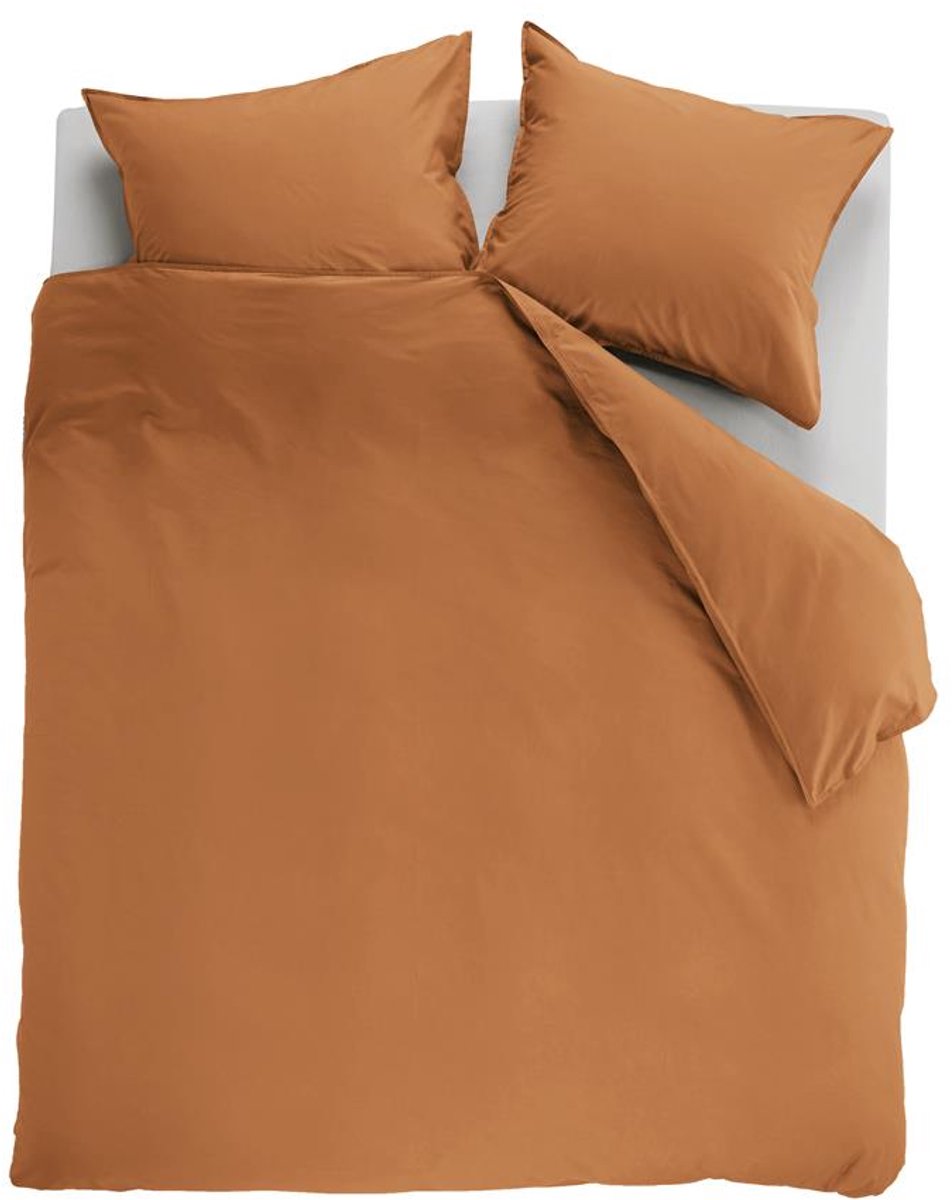 Ambiante cotton uni dekbedovertrek - effen - lits-jumeaux xl - 260x200 220 cm - oranje