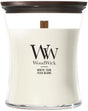 Woodwick hourglass medium geurkaars - white teak - 60 branduren
