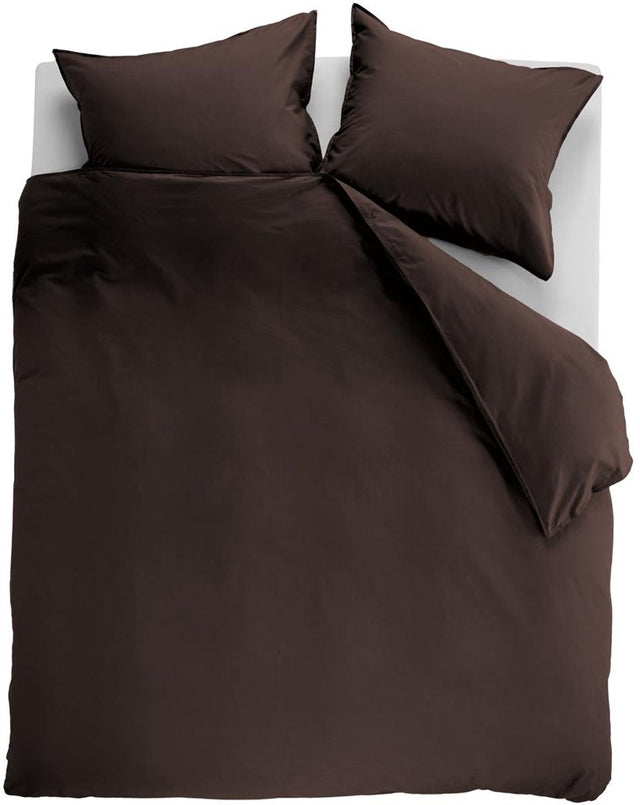 Ambiante cotton uni dekbedovertrek - effen - lits-jumeaux xl - 260x200 220 cm - bruin