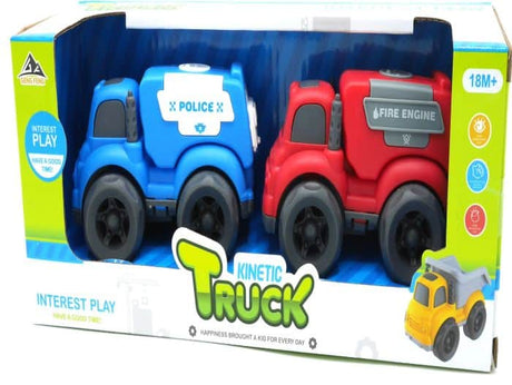 Jonotoys Kinetic Trucks Polizei- und Feuerwehr-Set