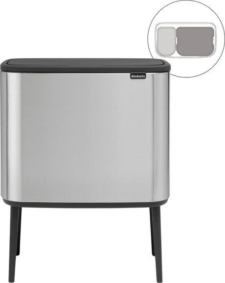 Brabantia Bo Touch Bin Abfallbehälter – 11 + 23 Liter – Mülltrennung – mattierter Stahl, fingerabdrucksicher