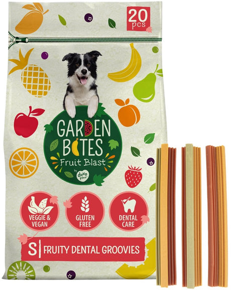 Garden Bites duvoplus – fruchtige Dental Groovies Hundesnacks – Hundeleckerlis – vegetarisch glutenfrei – klein 20 Stk