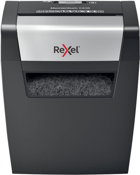 Rexel Momentum X406 Aktenvernichter – P4 vernichtet – bis zu 6 Blatt – 15 l – Schwarz