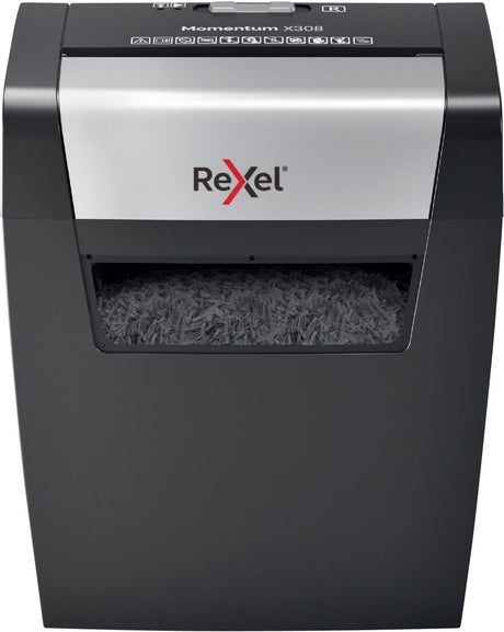 Rexel Momentum X308 Aktenvernichter – P3 Kreuzschnitt-Aktenvernichter – bis zu 8 Blatt – 15 l – Schwarz