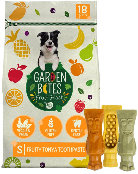 Garden bites duvoplus - fruity tonya toothpaste hondensnacks - hondensnoepjes - vegetarisch glutenvrij - small 18st