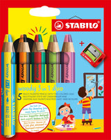 Stabilo Woody 3 in 1 Duo – Multitalent-Buntstifte – Etui mit 5-Farben-Bleistiftspitzer