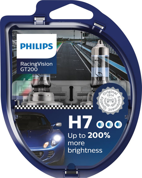 Philips Hauptlampe Racingvision GT200 Lampe H7 12V Kit Racing Fish. GT200