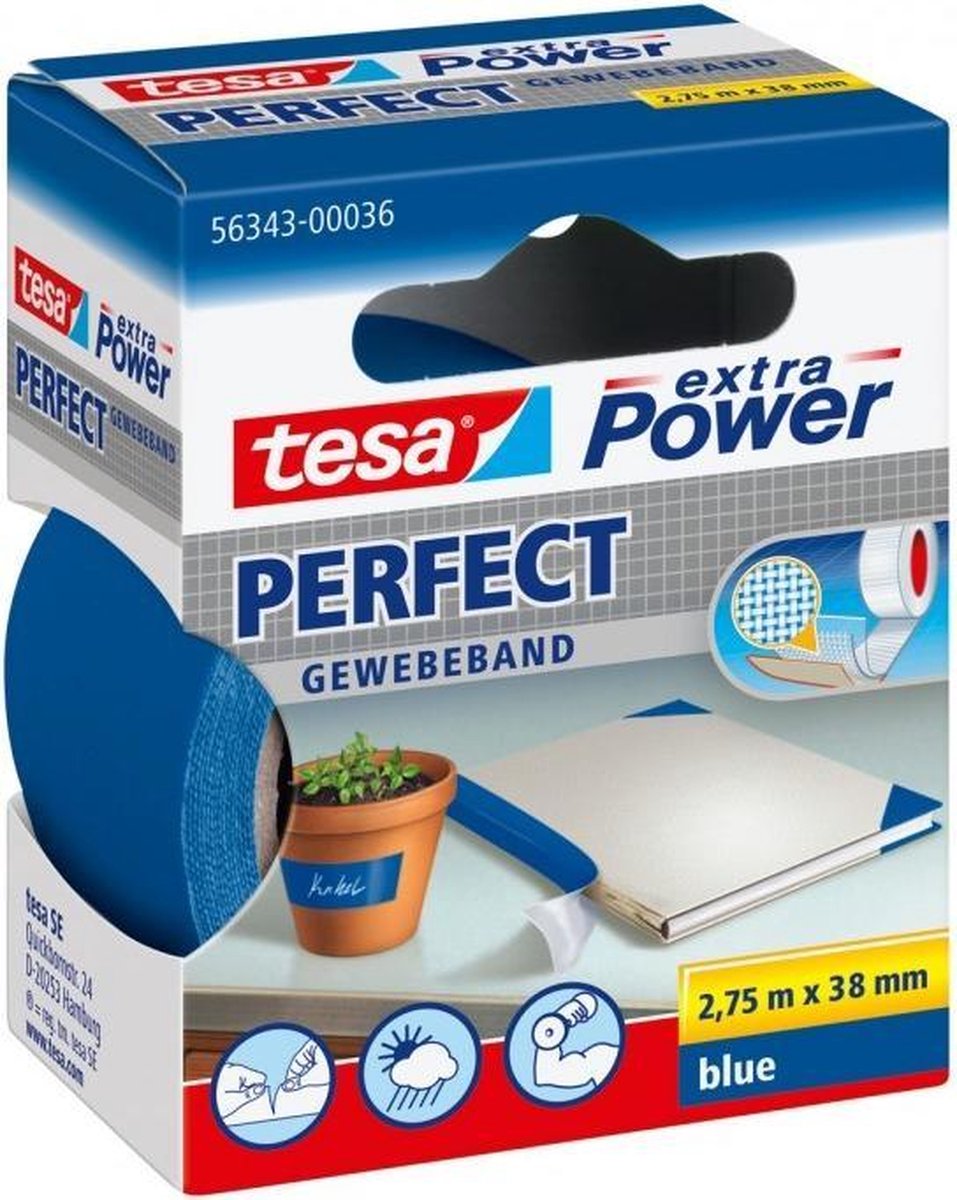 Tesa perfect 56343-00036-03 Textilband extra power blau (L x B) 2,75 m x 38 mm 1 Stück