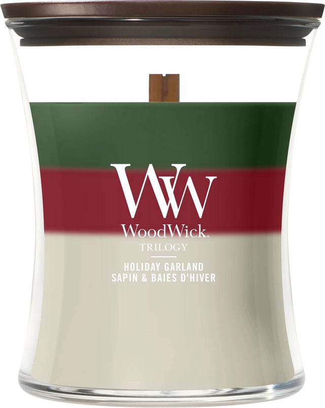 Woodwick - trilogy holiday garland medium geurkaars