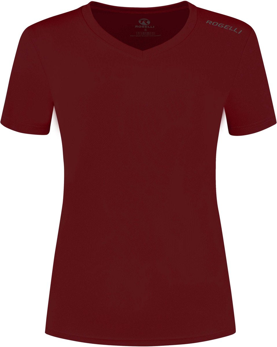 Rogelli promo hardloopshirt dames - korte mouwen - bordeaux - xxl