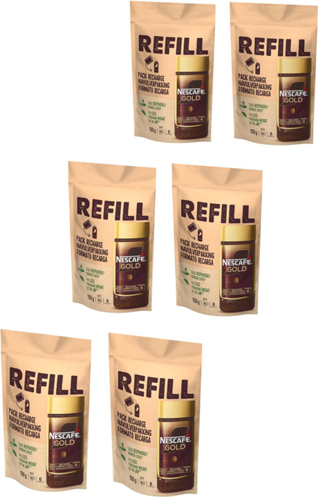 Nescafé Gold Nachfüllverpackung Instantkaffee – 6 Beutel x 150 g – Vorteilspack