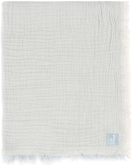 Jollein deken wieg jersey 75x100cm - fringe stripe sea green ivory - gots