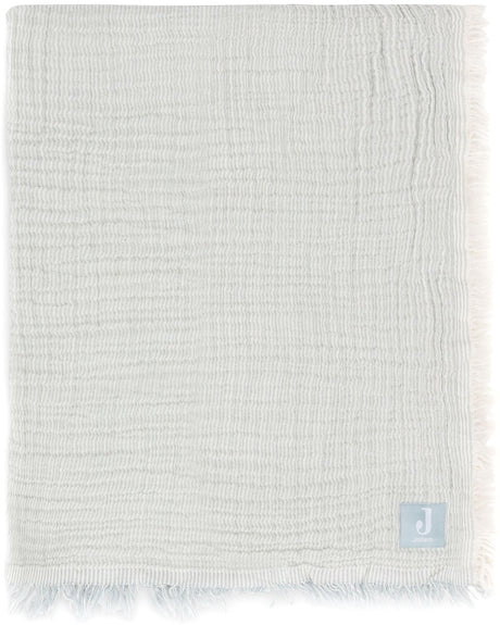 Jollein Decke für Kinderbett, 75 x 100 cm, Fransen, Streifen, meergrün, elfenbeinfarben, Gots