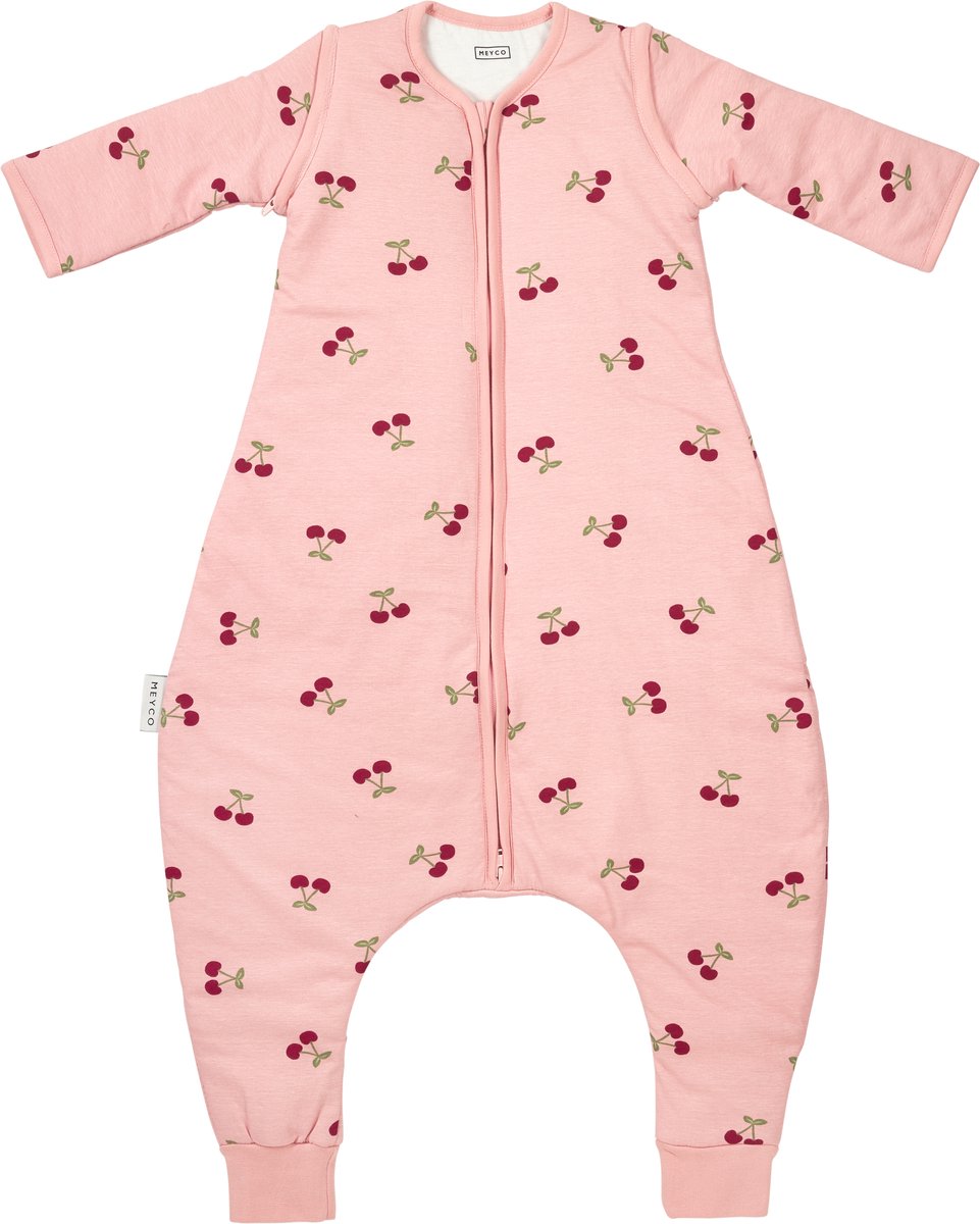 Meyco baby cherry slaapoverall jumper - afritsbare mouwen - soft rose - 104cm - 2.5 tog