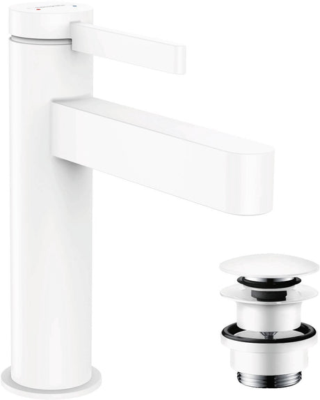 Hansgrohe finoris - Waschtisch-Mischbatterie - Einhebelbedienung - mit Ablassschraube - 110 mm - mattweiß