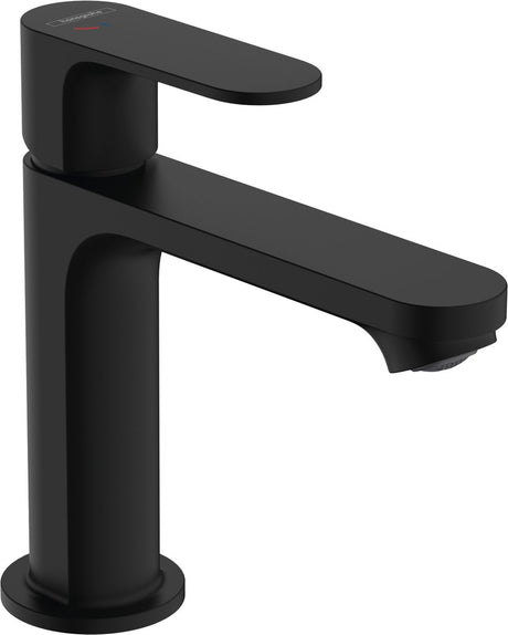 Hansgrohe rebris s – Waschtisch-Mischbatterie – Einhebelbedienung – Kaltstart-Energieeinsparung – Ecosmart+ Wassereinsparung – mit Ablaufgarnitur – Größe 110 mm – mattschwarz
