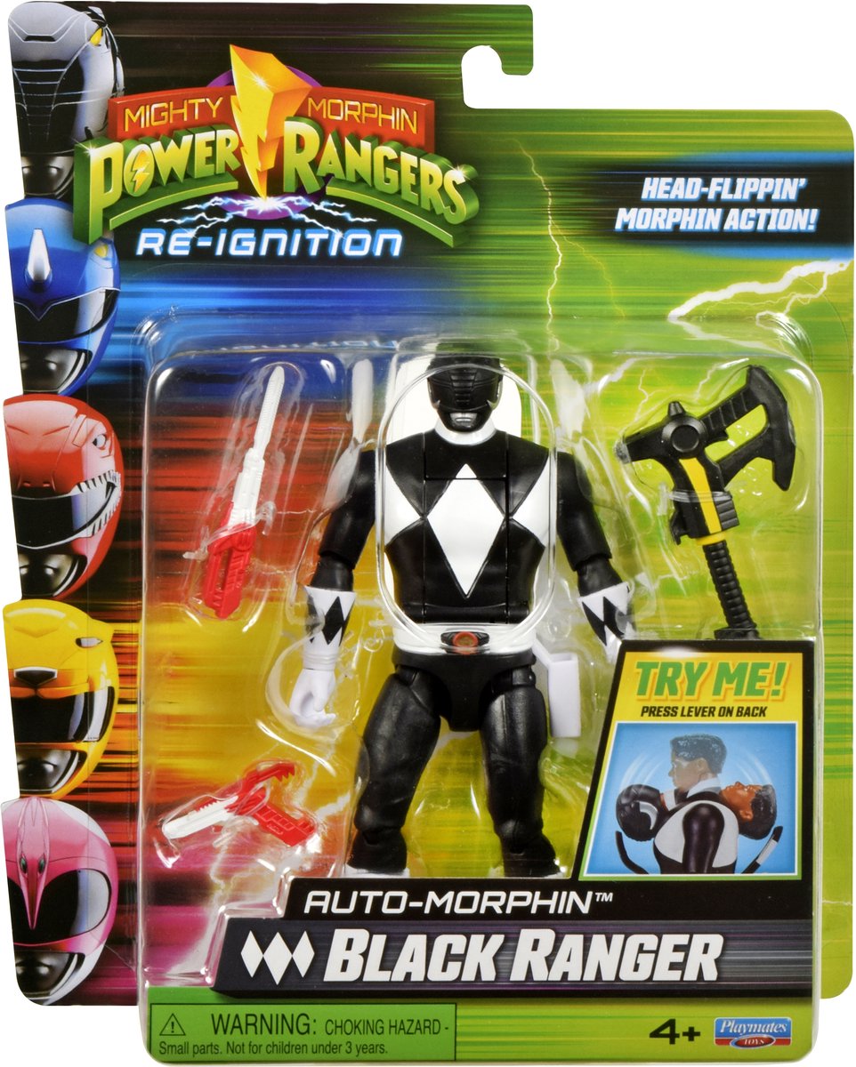 Power Rangers Playmates Mighty Morphin Actionfigur Auto-Morphin Black Ranger 12 cm Actionfigur