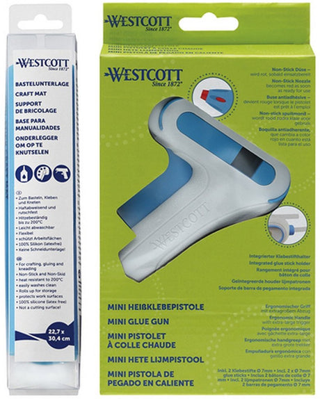 Westcott Klebepistole – Set mit Klebestiften und Bastelmatte – ac-e16758-b