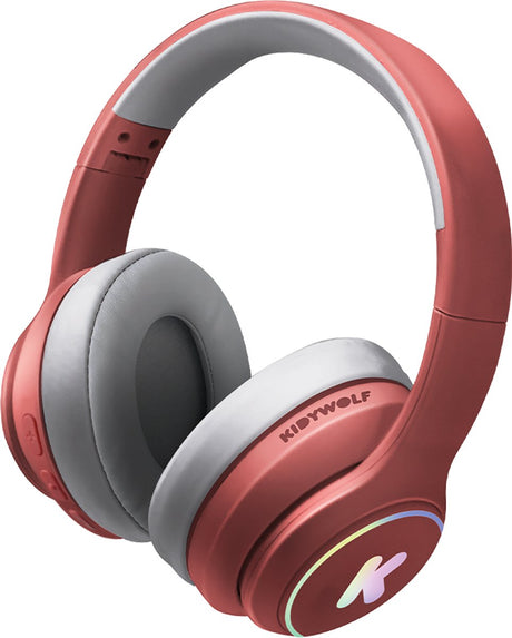 Kidywolf k-ears Bluetooth-Kinderkopfhörer rot – 85 dB Lautstärkebegrenzung, kabellos faltbar, LED – 8+