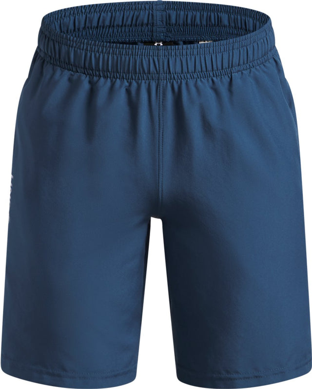 Under Armour Jungen-Sporthose „UA Tech Woven Wordmark Short-Blu“ – Wham Blue – Weiß