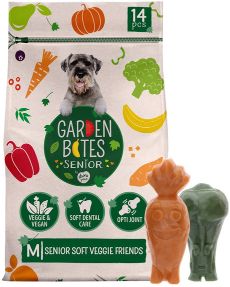 Garden Bites Duvoplus – Soft Veggie Friends Hundesnacks – Hundeleckerlis – vegetarisch, glutenfrei – Senior Medium 14 Stück