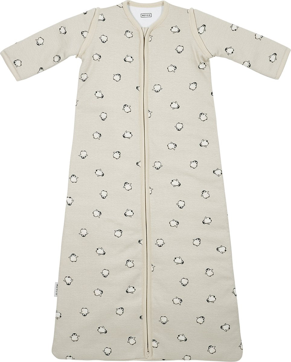 Meyco Baby-Pinguin-Babyschlafsack mit abzippbaren Ärmeln – weicher Sand – 90 cm – 2,5 Tog