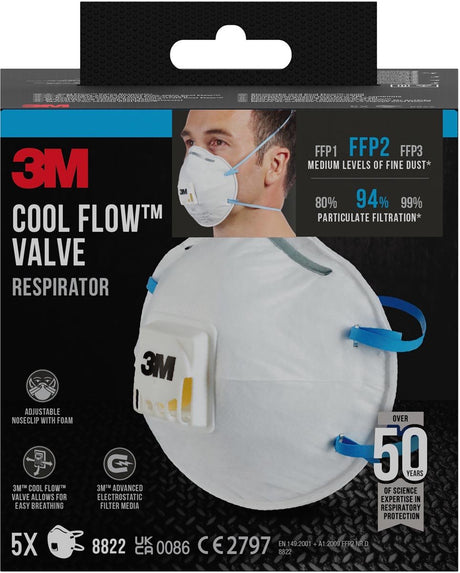 3m Cool Flow Staubmaske, FFP2, mit Ventil, Packung à 5 Stück