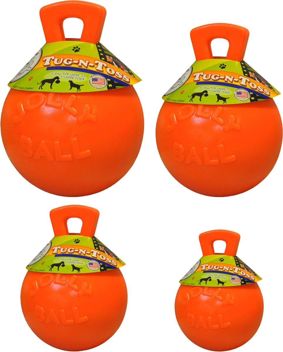 Jolly pets jolly tug-n-toss – ø 15 cm - hondenspeelgoed - de duurzame speelbal met vanillegeur – drijvend – bijtbestendig – oranje