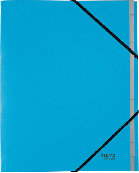 Leitz Recycling-Sortiermappe A4 – mit 12 Fächern – 100 % recycelter Post-Consumer-Karton – blau