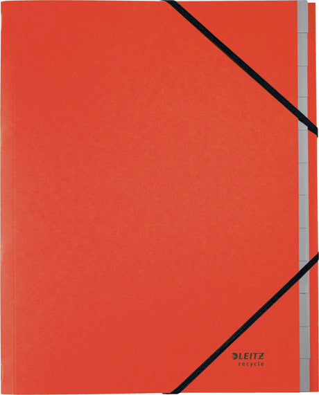 Leitz Recycling-Sortiermappe A4 – mit 12 Fächern – 100 % recycelter Post-Consumer-Karton – rot