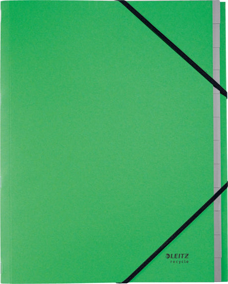 Leitz Recycling-Sortiermappe A4 – mit 12 Fächern – 100 % recycelter Post-Consumer-Karton – grün