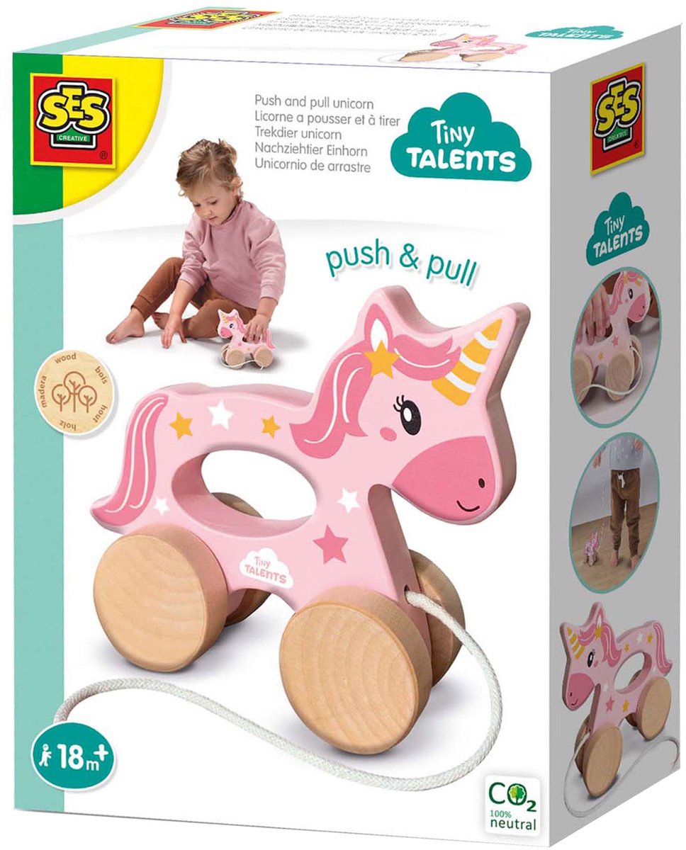 Ses Holz-Nachziehtier 2 in 1 - Einhorn