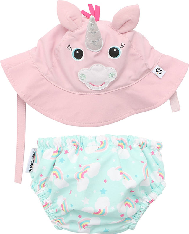 Zoocchini – UV-Schwimmwindel und Sonnenhut – Allie the Alicorn – mittel – 6–12 Monate