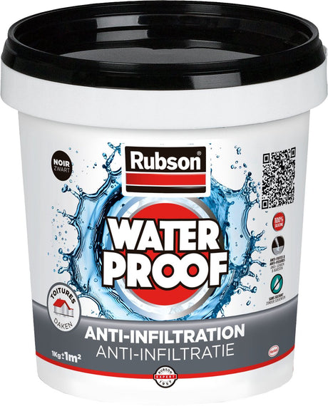 Rubson Anti-Infiltration schwarz 1kg | Beschichtung von Dächern, Fundamenten und vergrabenen Materialien | auf Silikonbasis für maximale Elastizität | langlebige Beschichtung und UV-beständig | Langzeitschutz vor Feuchtigkeit.