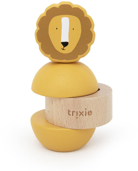 Trixie houten stapelspeelgoed met rammelgeluid mr. lion – stapeltoren activiteitenspeelgoed vanaf 10 maanden