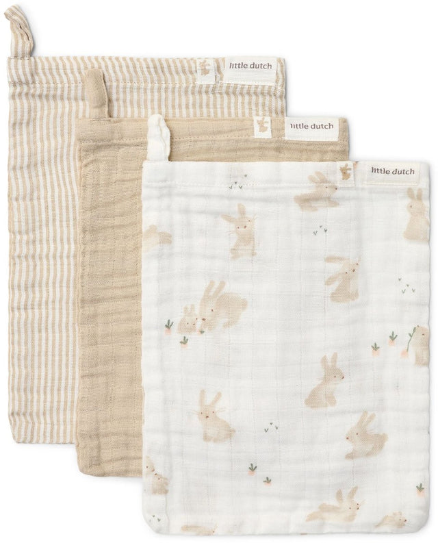 Little dutch washandjes set - wit - newborn naturals - baby bunny