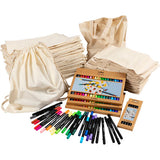 Creativ Company Group Set aus Rucksäcken und Taschen mit Markern, Größe 27,5x30 cm, verschiedene Farben, 1 Set