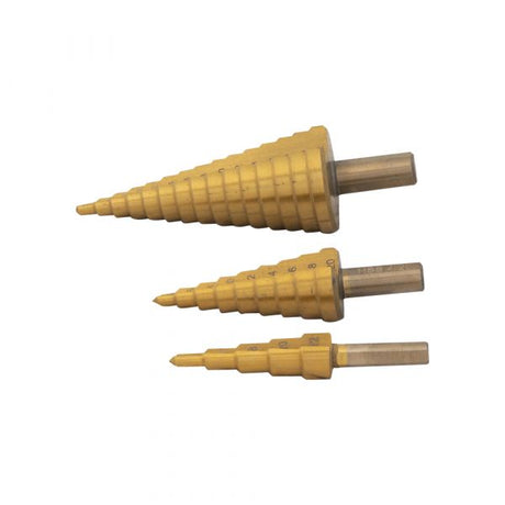 Top-Gang-Kontrolle. Plattenfräser Stufenbohrer HSS Set 3x