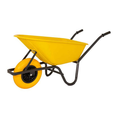 Schubkarre, Kunststoffbehälter, gelb, 85 Liter, HQ, auslaufsicher